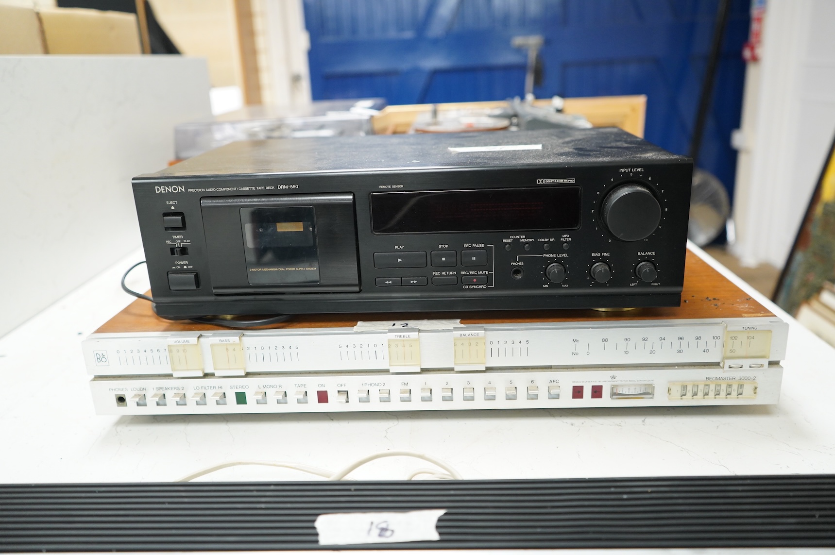 A Bang and Olufsen Beomaster 3000-2 type 2402, together with a Beomaster 2400 type 2901, plus a Denon DRM 550 cassette tape deck